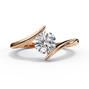 Bypass Round Cut Lab-Grown Diamond Engagement Ring | Modern Twist Solitaire | Ethical & Sustainable